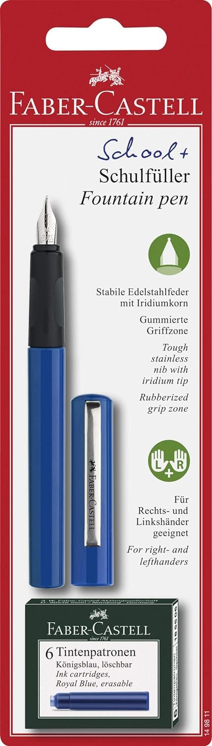 Faber-Castell Metal Fountain Pen - Fine 0.3mm Nib | Refillable | Blue Ink | Ergonomic Grip 1