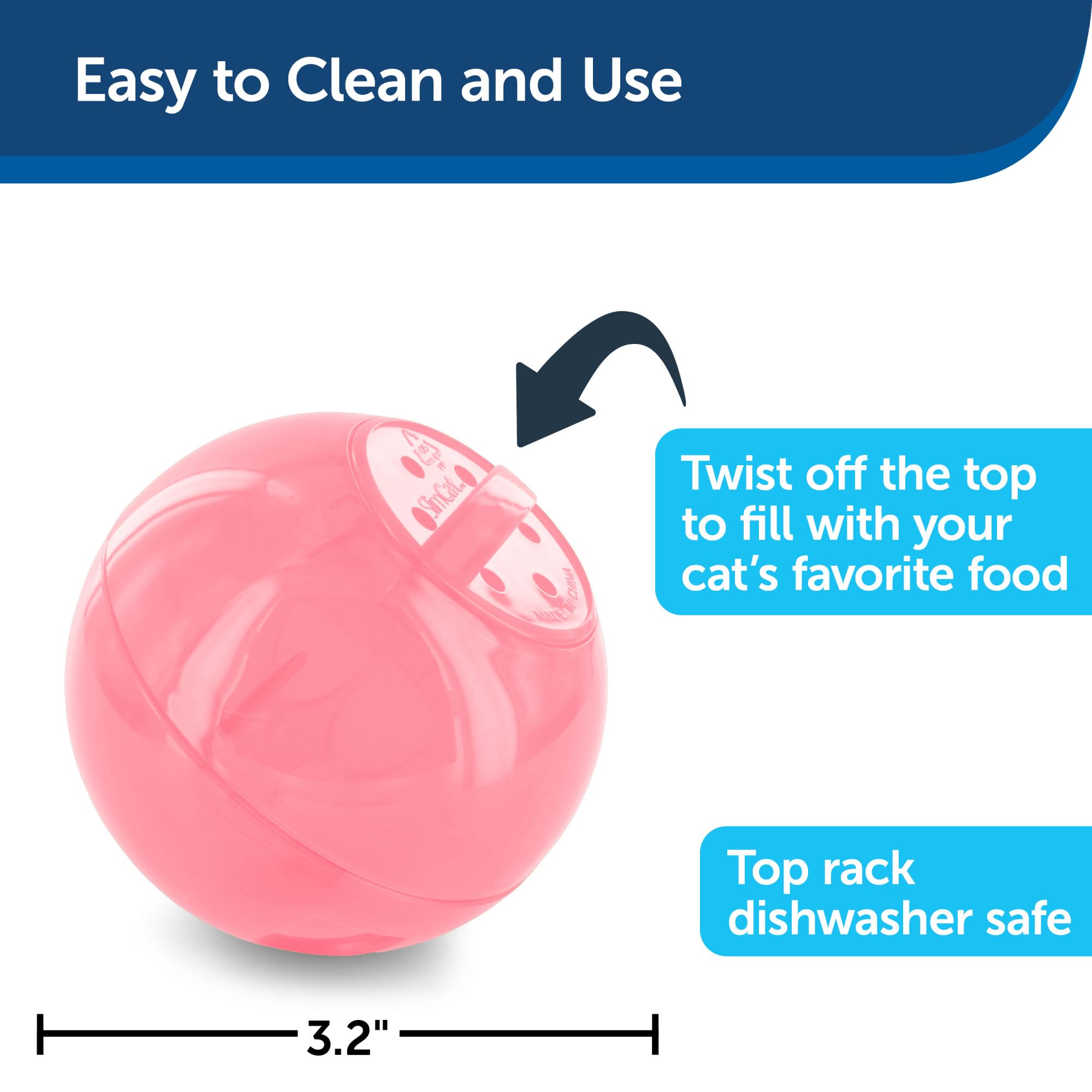 PetSafe SlimCat Interactive Feeder Ball - Adjustable Portion Control for Cats | Pink | Medium 3