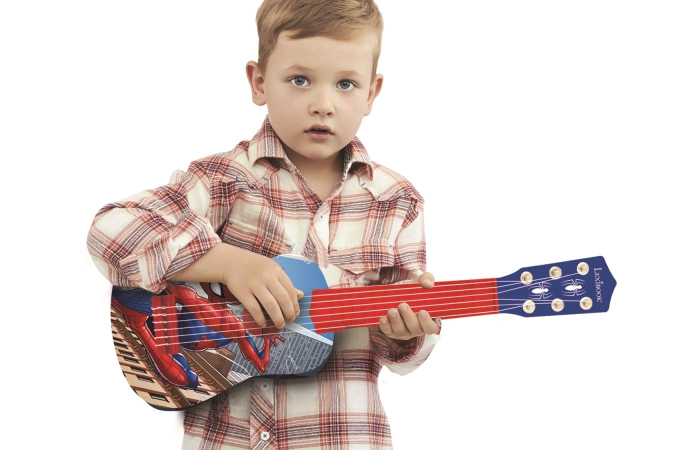 Lexibook Marvel Spider-Man Peter Parker My First Guitar - 6 Nylon Strings, 53 cm, Learning Guide Included, Blue/Red, K200SP 2