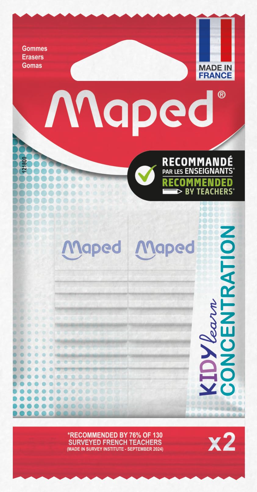 Maped Kidy Learn Concentration Erasers - Textured Surface, Pack of 2 1