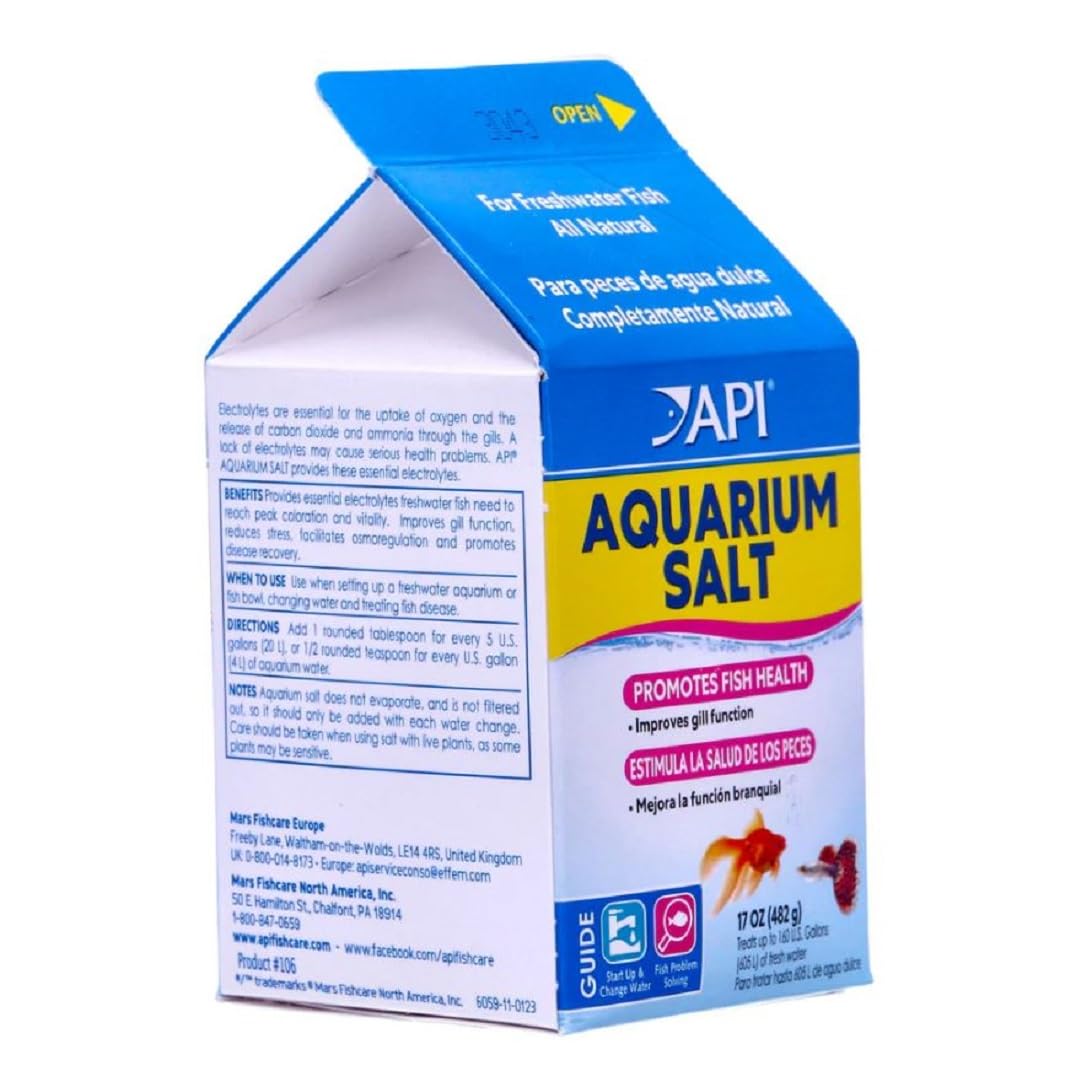 API Aquarium Salt for Freshwater Aquariums - Promotes Health & Recovery | 453g Powder