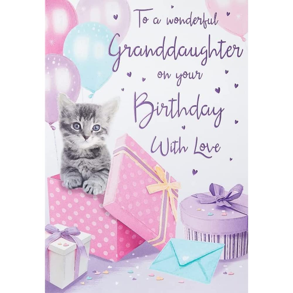 Piccadilly Greetings Granddaughter Birthday Card | 9 x 6 inches | Pink