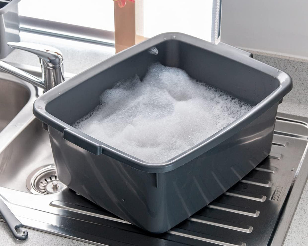 Addis 502813 Plastic Butler Large Rectangular Bowl, Metallic Silver, 12.5L