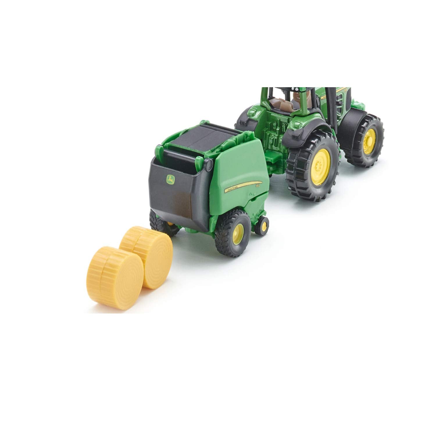 SIKU John Deere Tractor with Round Baler and 2 Bales 1:72 Scale | Metal/Plastic | Green 5