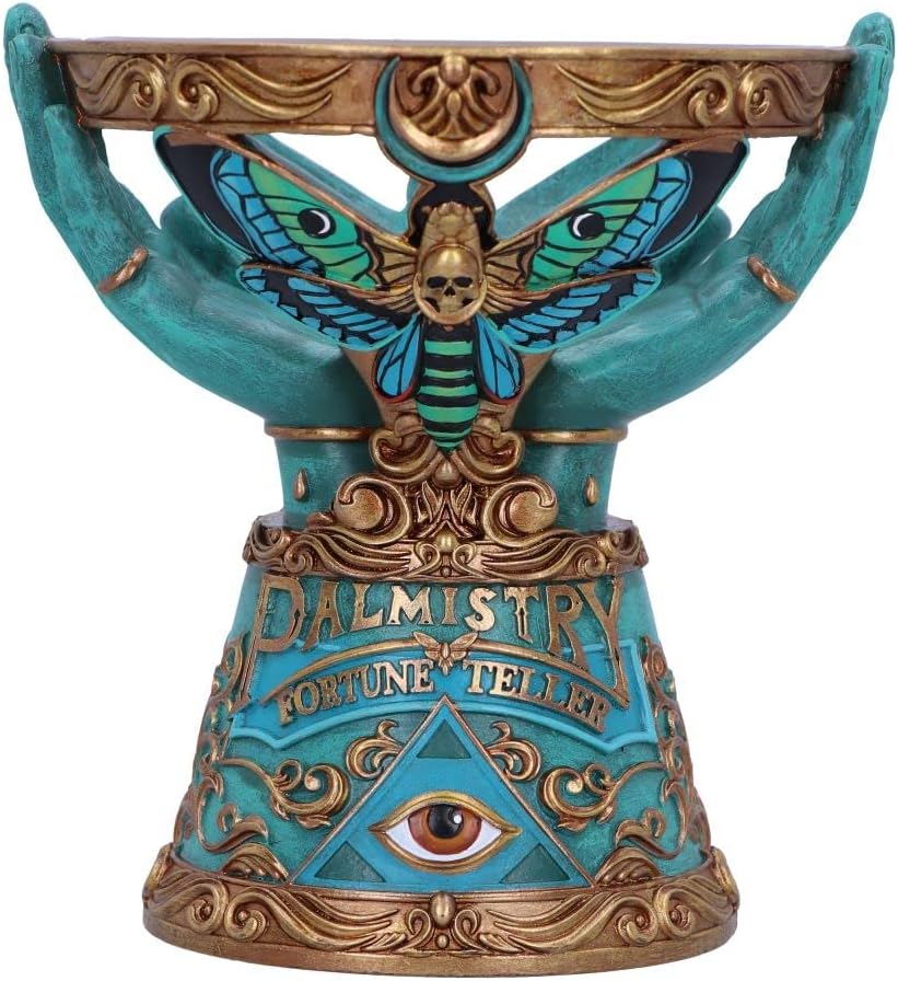 Nemesis Now Teller Crystal Ball Holder - Blue, 15cm, Palmistry-Inspired Resin Stand with Eye of Providence Design