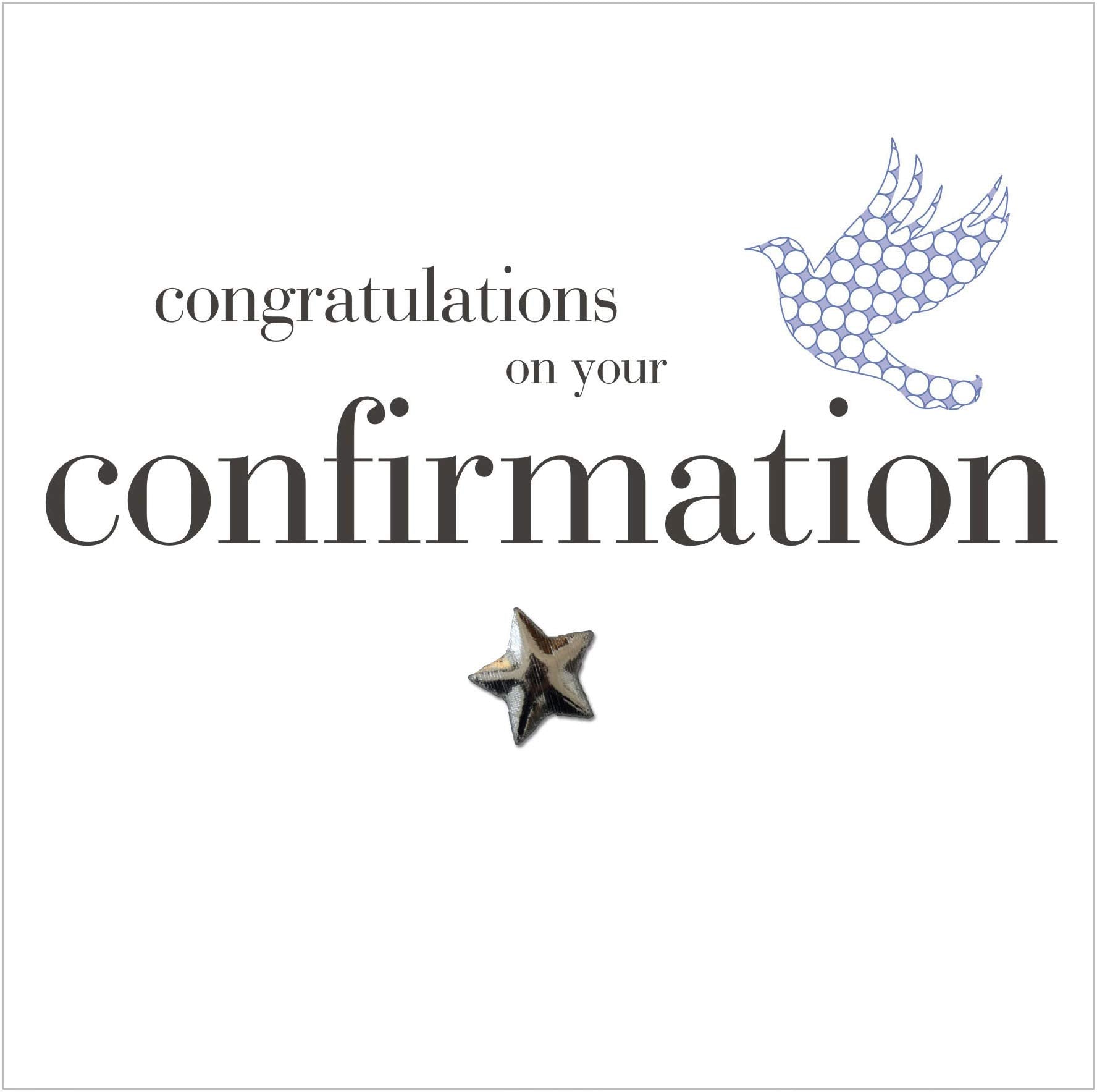 Claire Giles Greeting Cards Toast Confirmation Boy Card - Padded Silver Star | 150x150mm | Blank Inside