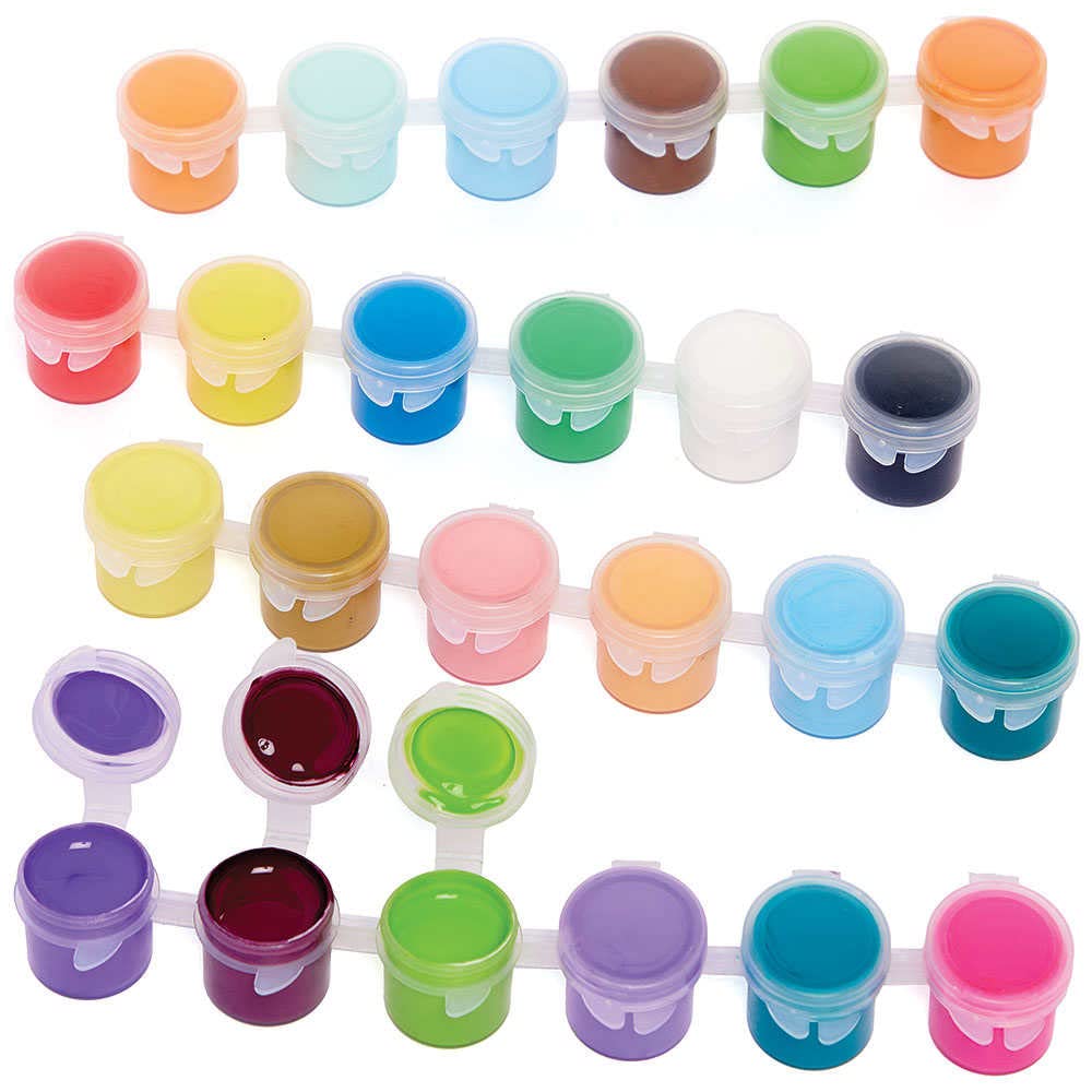 Baker Ross Acrylic Paint Pot Set - 24 Assorted Colors | 4.2ml Pots | Fast-Drying