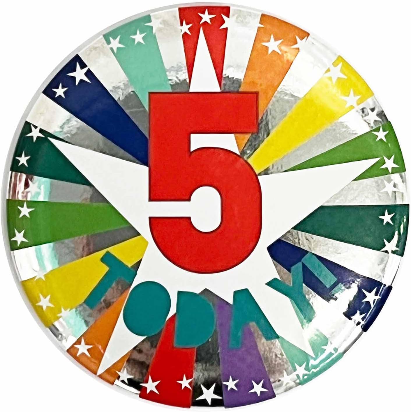 amscan 5 TODAY Birthday Badge Multicoloured Star Design 1