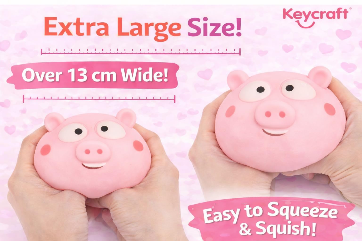Keycraft Jumbo Squishy Pig - Extra Large Slow-Rise Sensory Toy | Pink | 130mm 4
