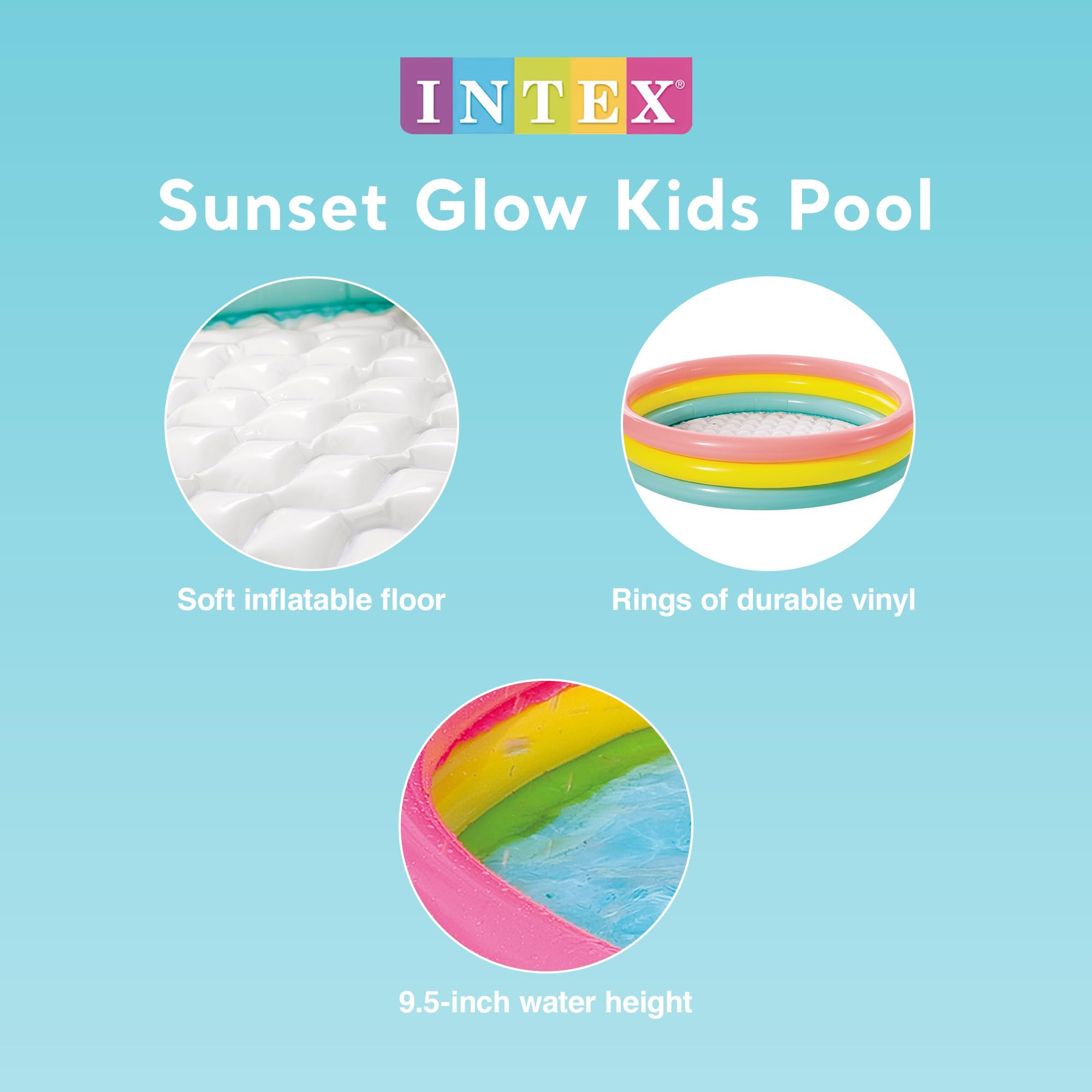 Intex 57422 3-Hoop Inflatable Paddling Pool - 147 x 33 cm | 76 Gallon Capacity 3