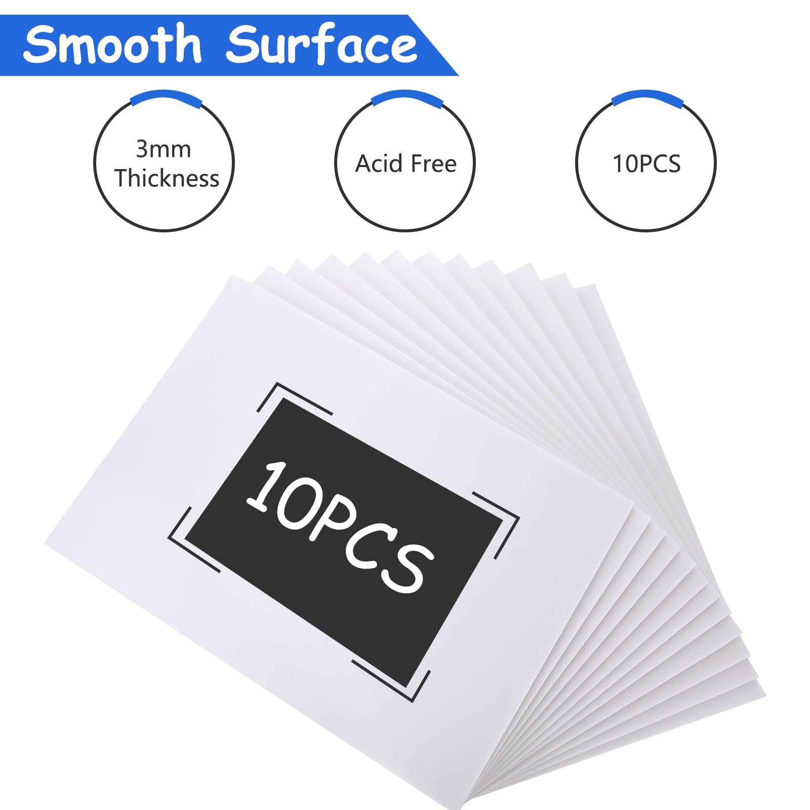 ASelected White Foam Boards - 10 Pack | A4 Size | 3mm Thick 4