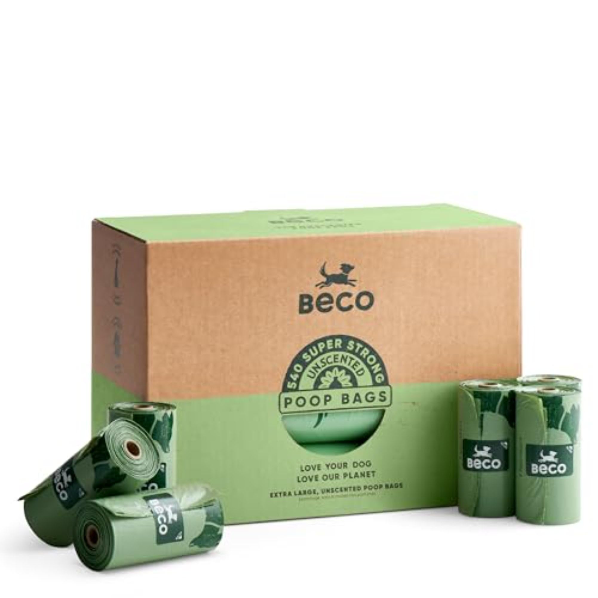 Beco Strong & Large Poop Bags - 540 Bags (36 Rolls of 15) - Unscented 1