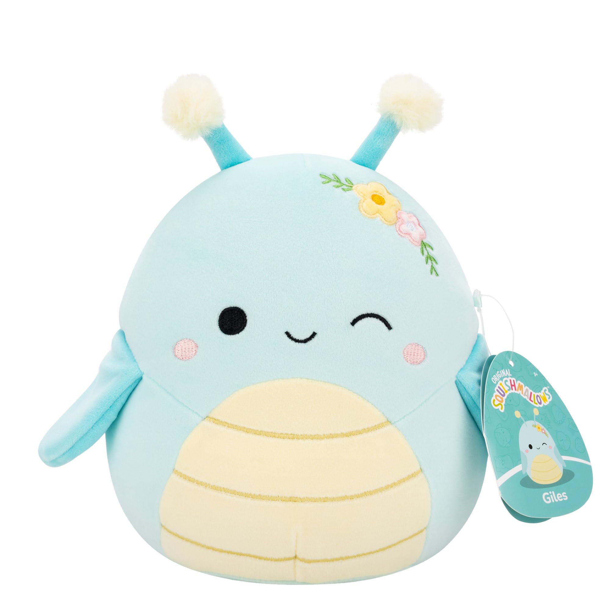 Squishmallows 7.5-Inch Giles the Winking Blue Grasshopper Plush - Musical Toy 8