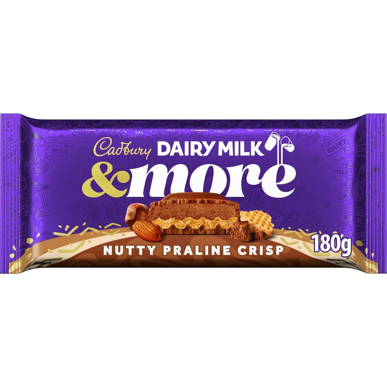 Cadbury Dairy Milk & More Nutty Praline Crisp Chocolate Bar, 180g 7