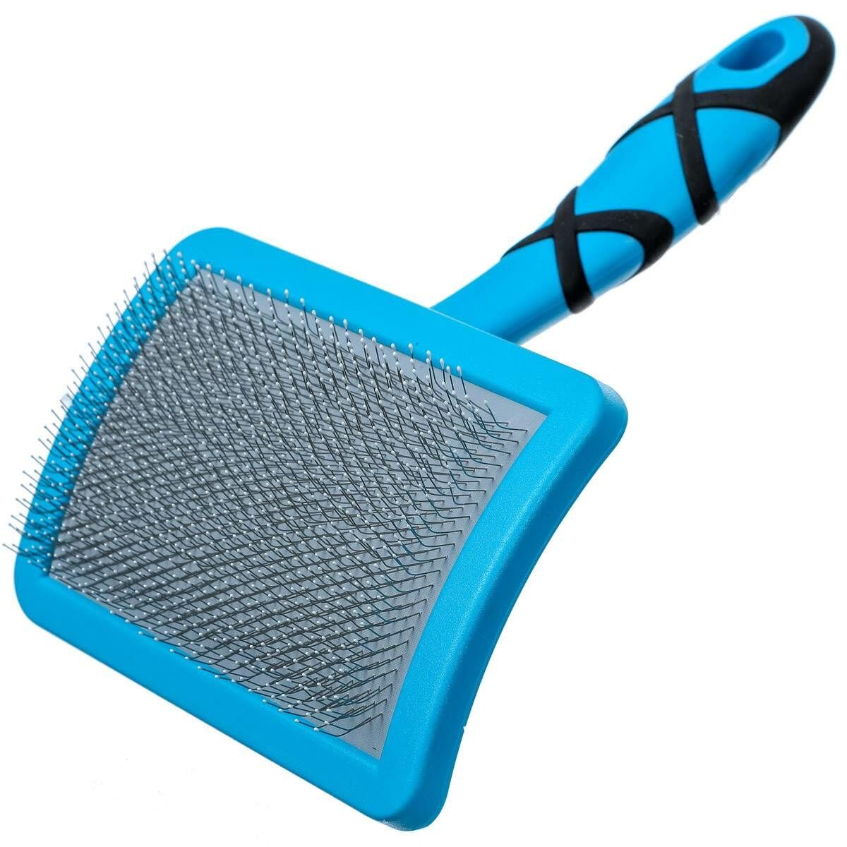 GROOM PROFESSIONAL Ball Pin Slicker Brush for Dogs - Large, Blue, Flexible Cushion for Gentle Grooming