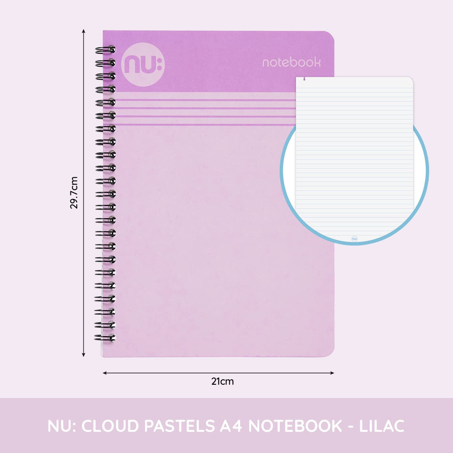 nu: A4 Wirebound Notebook - Cloud Pastels Lilac | 80gsm FSC Paper | 110 Pages 2