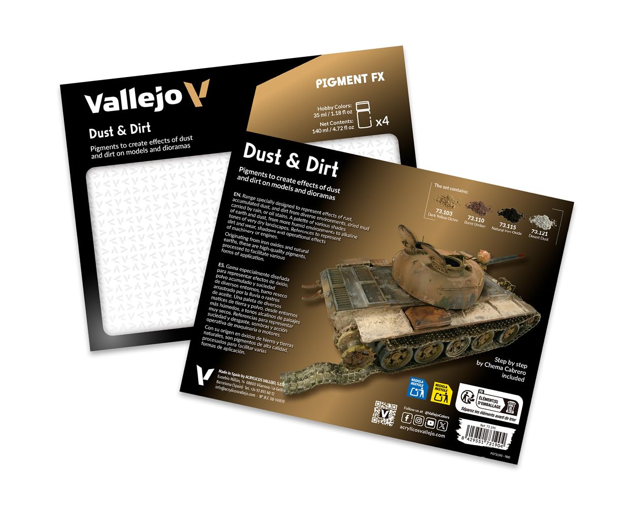 Vallejo Dust & Dirt Pigment Set - 4 Jars x 35ml | Weathering Effects | Non Toxic