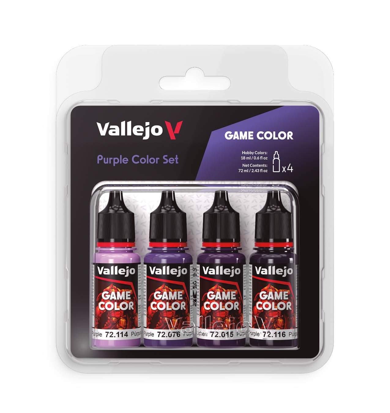Vallejo Game Color Acrylic Paint Set - Purple Colors (4 x 18ml Bottles) 1