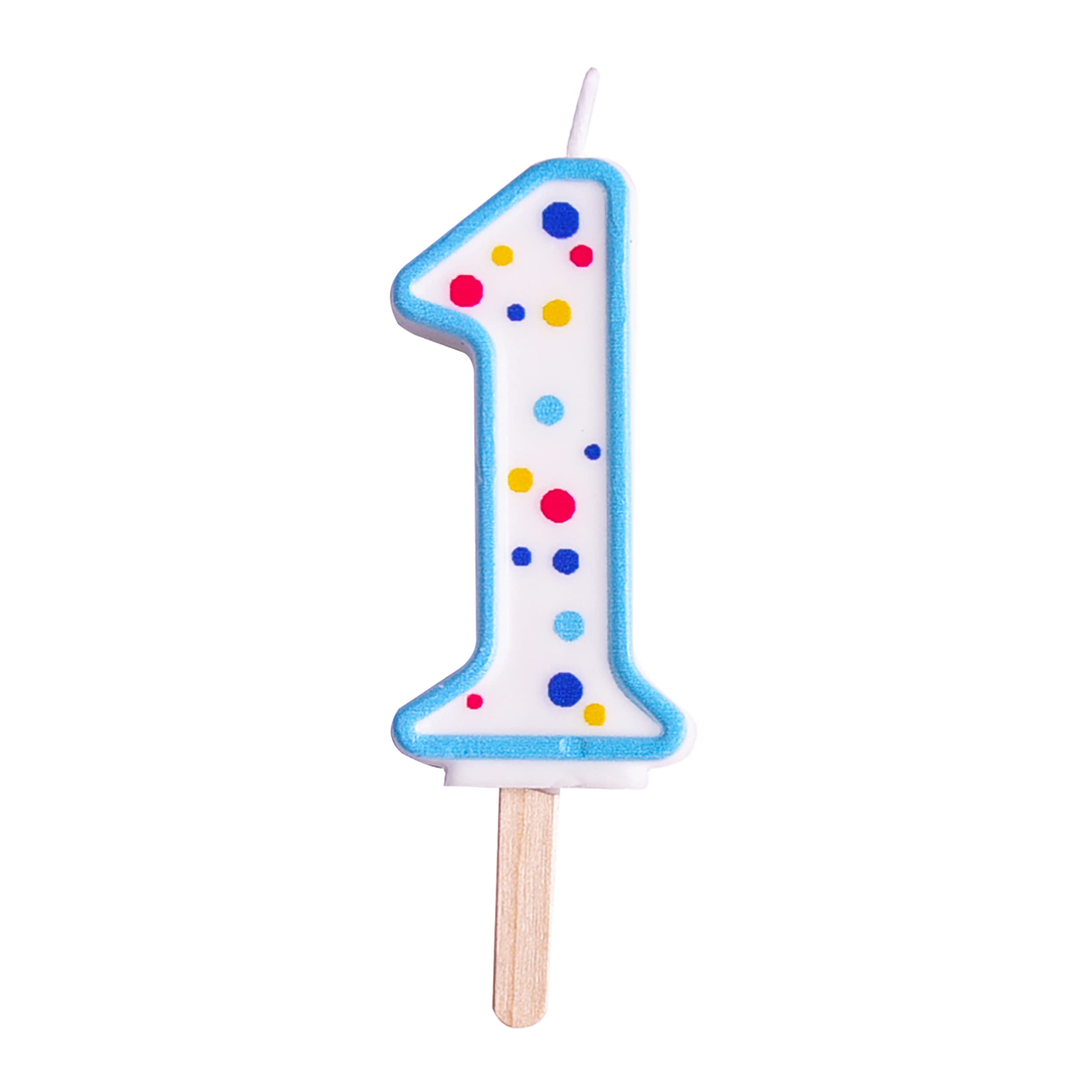 PME Blue Number 1 Candle - Large Size, Polka Dot Pattern