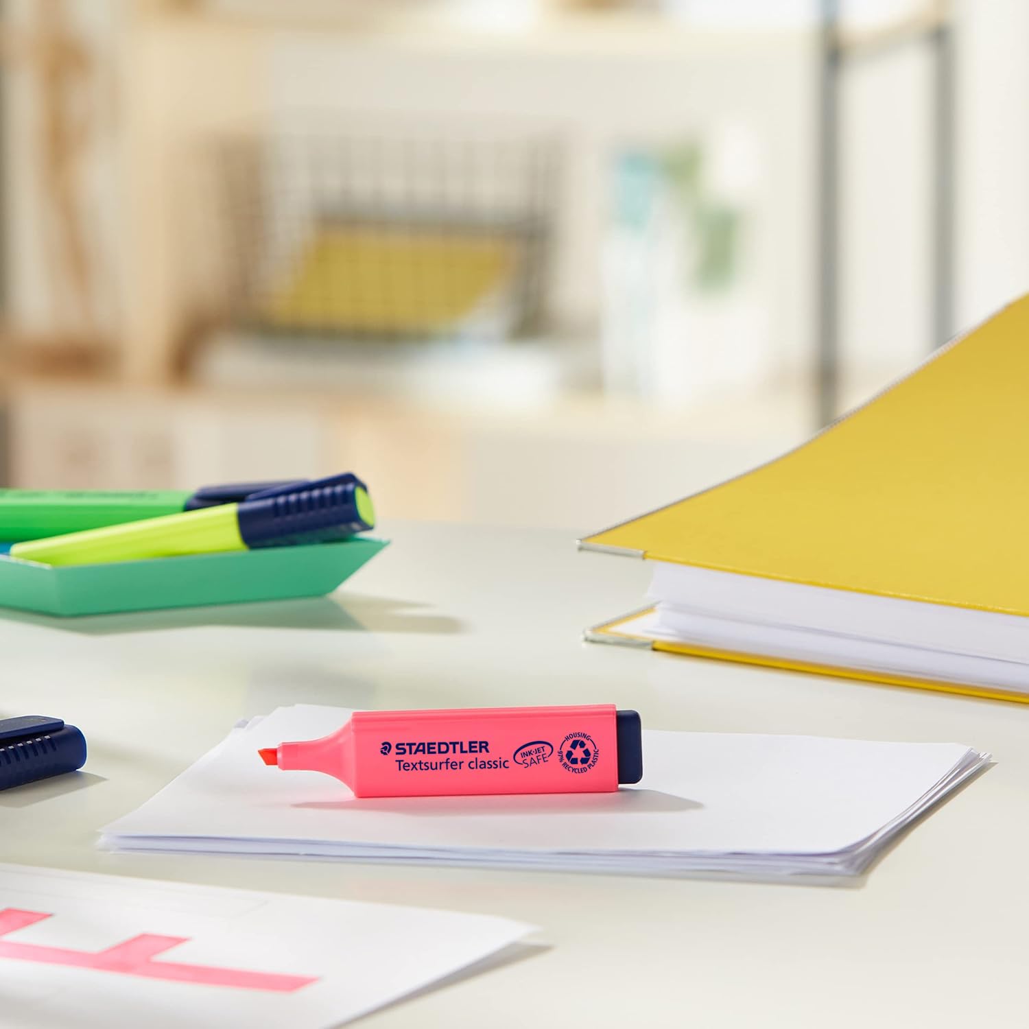 STAEDTLER Textsurfer Classic Highlighter Pen 364 WP8 ST - Chisel Tip, Ink Jet Safe | Wallet of 8 Assorted Neon Colours