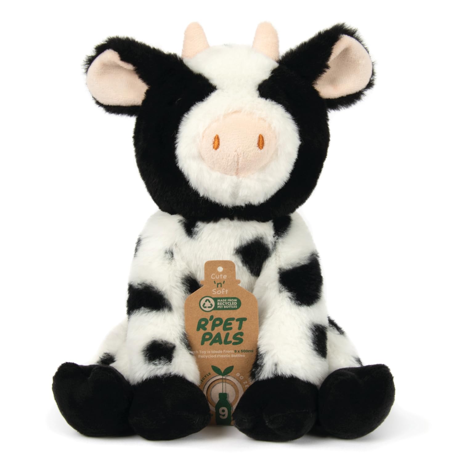 Lesser & Pavey RPET Pals Moo Moo Sitting Cow Teddy Bear for Kids