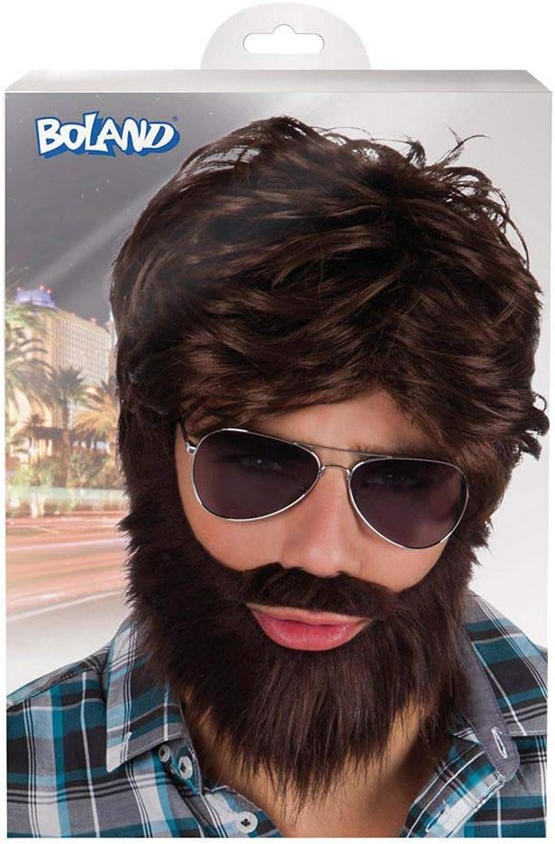 Boland Dude Wig with Beard - Brown Adult Costume Accessory