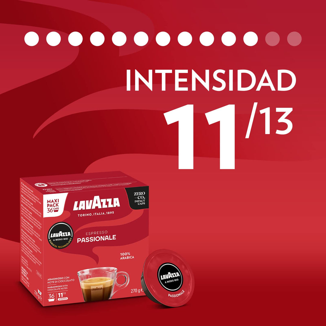 Lavazza A Modo Mio Espresso Passionale Coffee Pods, 100% Arabica, 36 Capsules