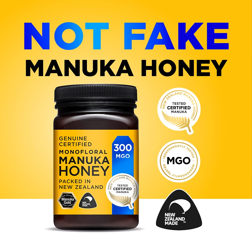 Manuka Gold Manuka Honey - 300 MGO Strength | 500g Jar | Genuine New Zealand Origin