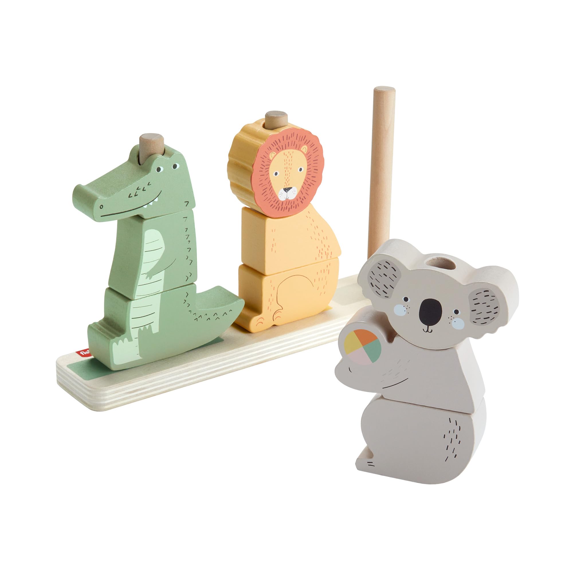 Fisher-Price Wooden Stack & Sort Animals Developmental Toy | 10 Wood Pieces | Ages 1+
