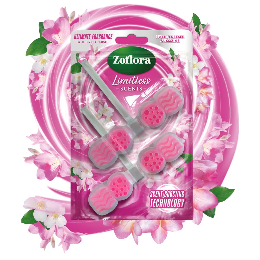 Zoflora Rim Blocks Freesia & Jasmine - Lasts Up to 200 Flushes | Active Power Foam 1