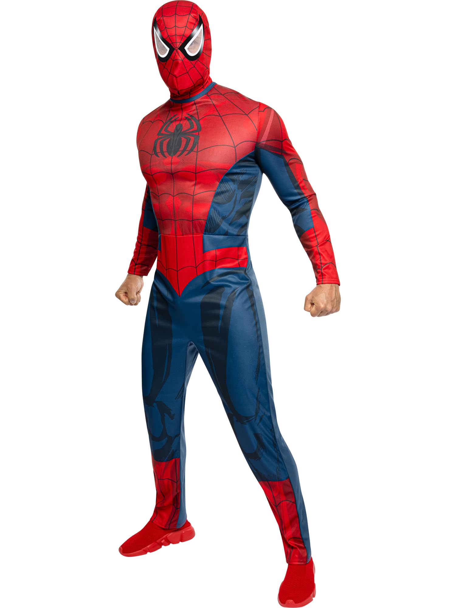 Rubies Official Spider-Man Adult Costume - Standard Size | Polyester Jumpsuit & Snood
