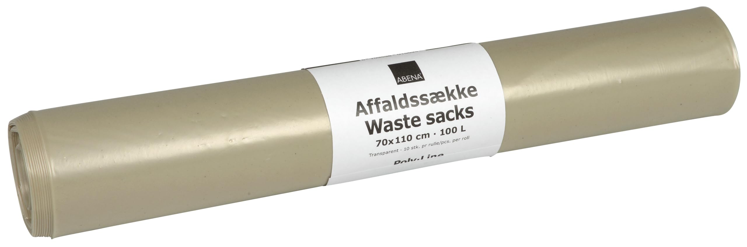ABENA Heavy Duty Clear Bin Bags - 100L Capacity, Leak Resistant, Roll of 10 1