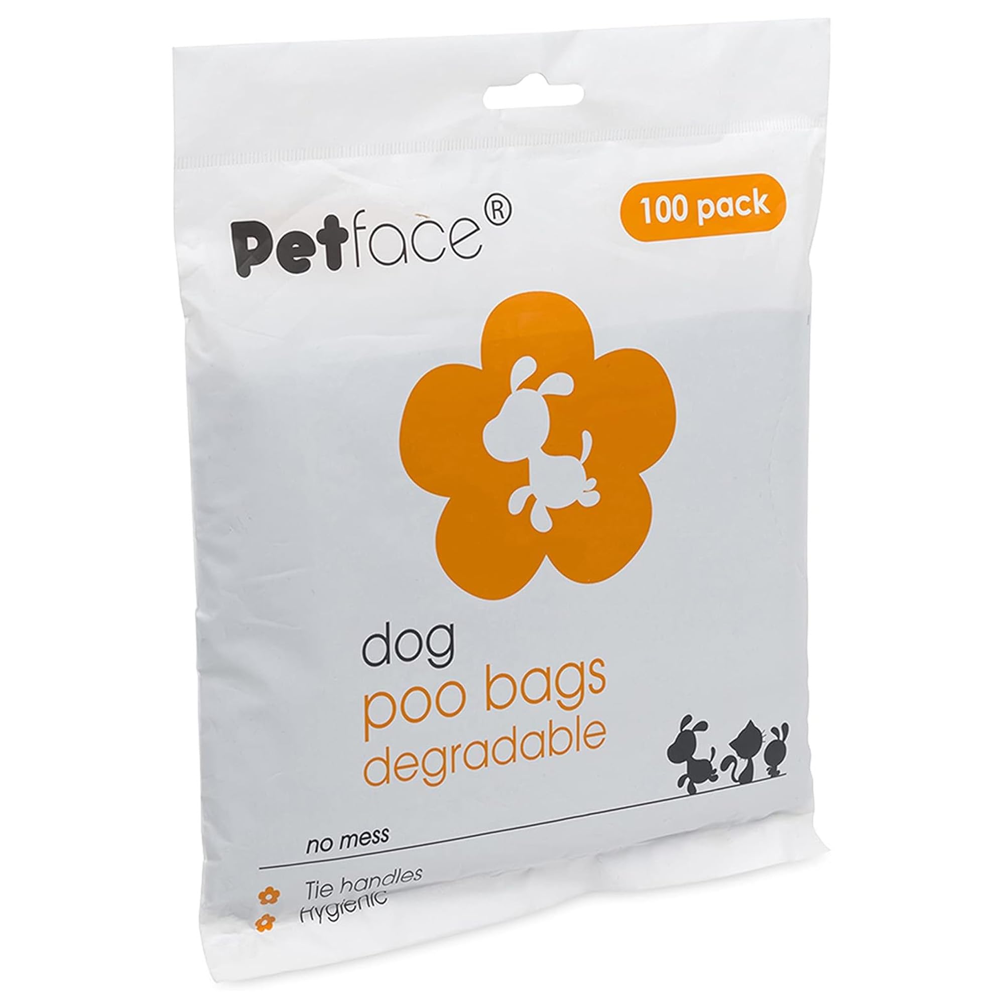 Petface No Mess Degradable Poop Bags with Tie Handles - 100 Count, Heavy Duty Plastic 2
