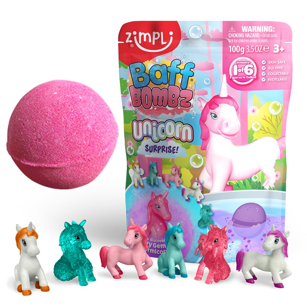 ZIMPLI Unicorn Surprise Bath Bomb - 100g Tablet | Collectible Toy Inside | Fruity Scent 1