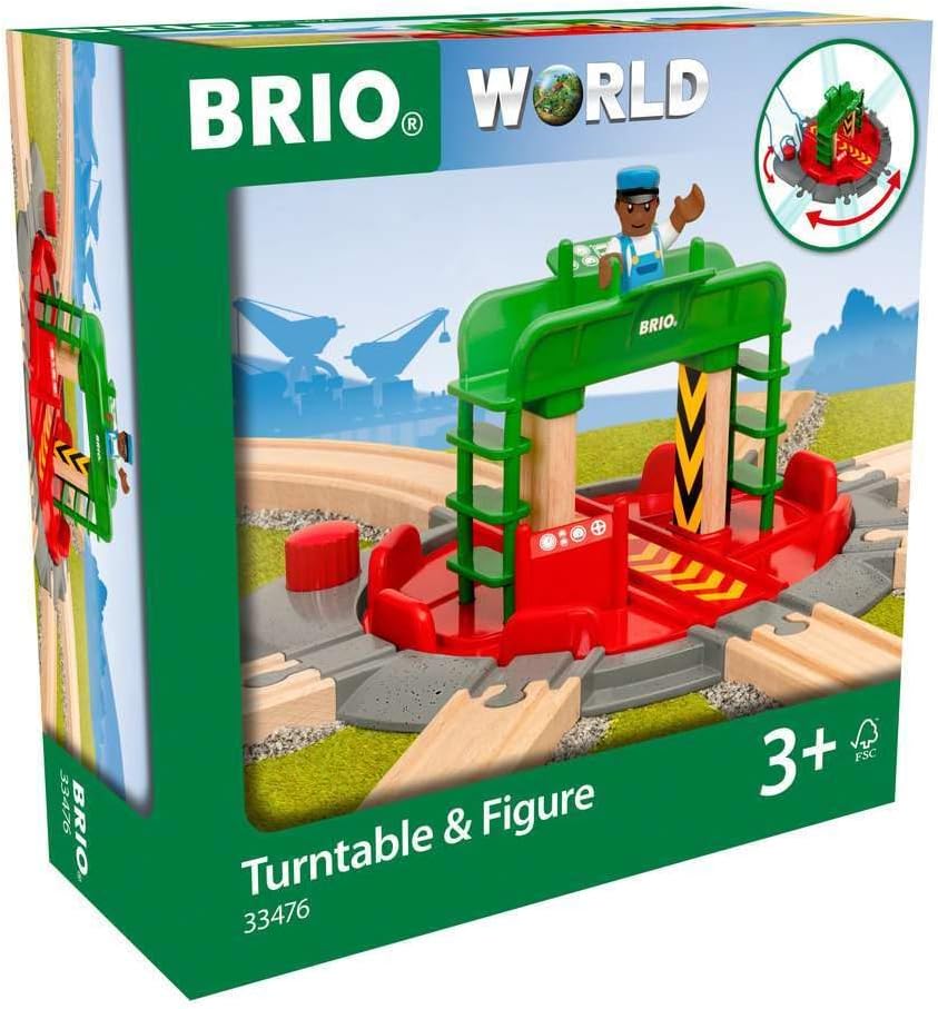 BRIO World Train Turntable & Figure Wooden Railway Set for Kids 1