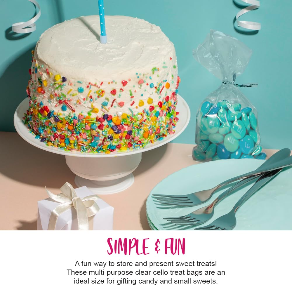 Anniversary House Clear BOPP Small Cellophane Bags - 7.5 x 12.5cm, Pack of 20 | Twist Ties Included 5