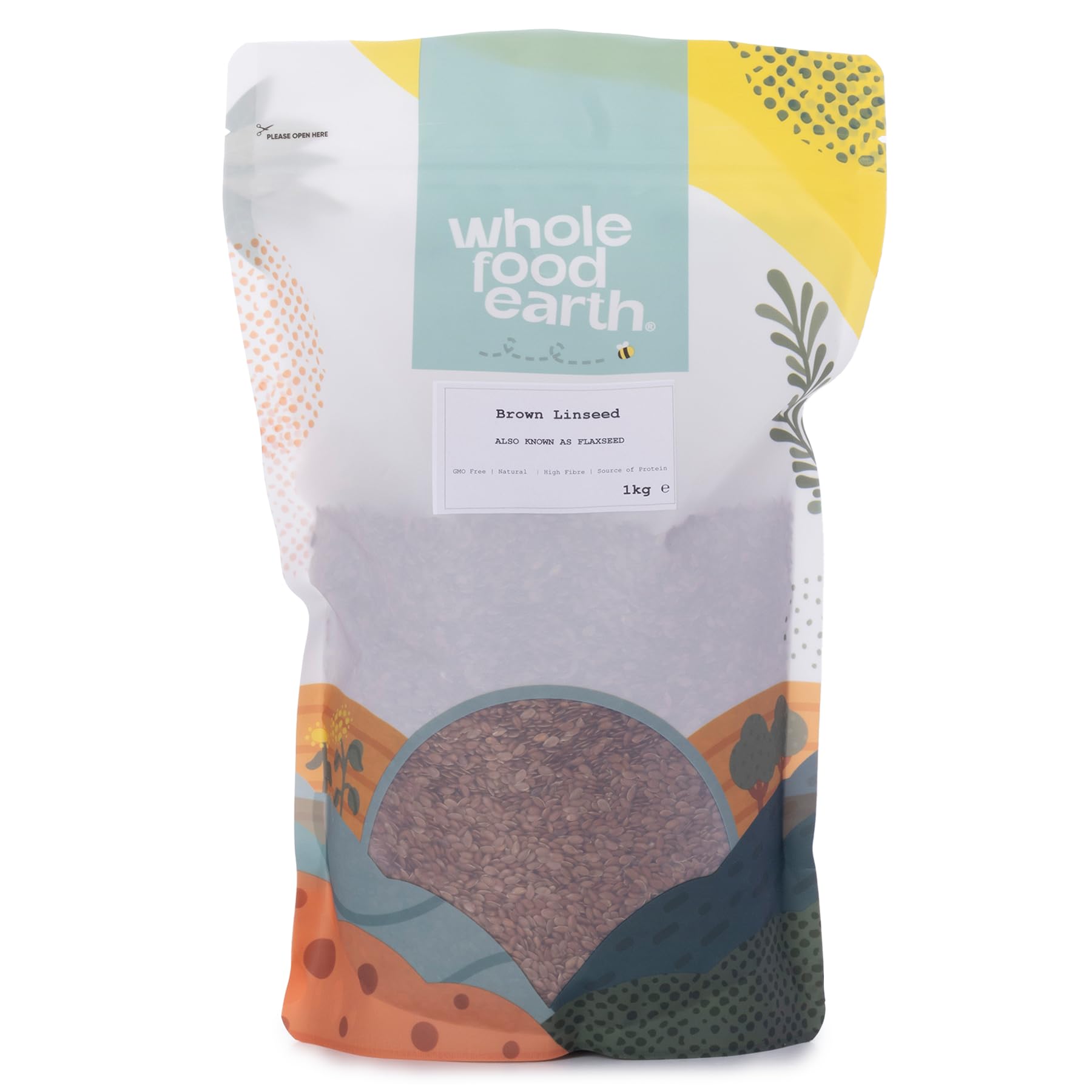 Wholefood Earth Brown Linseed/Flaxseed - 1 kg Bag | Wheat-Free Fibre Source | Rich in Omega-3 ALA 1