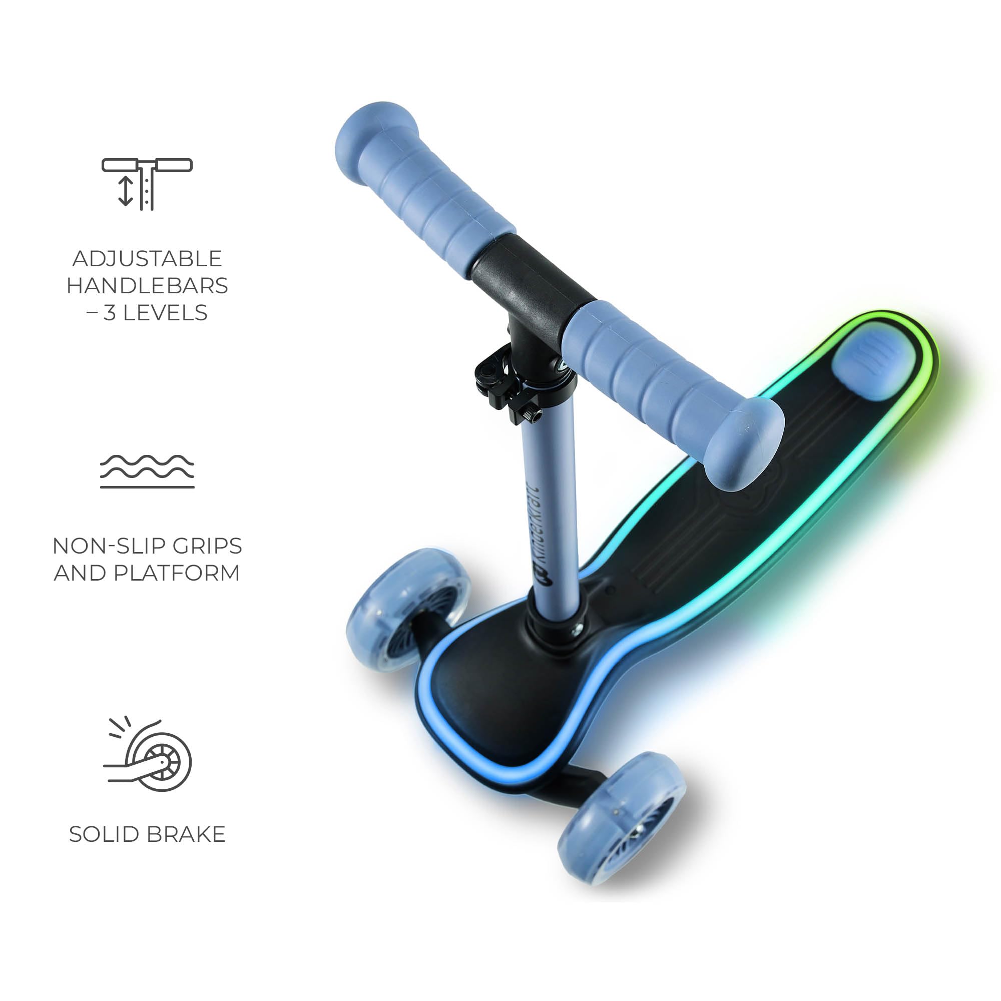 Kinderkraft RAKET LED Scooter for Children 2+ | 3-Wheel Balance | Adjustable Handlebar 7