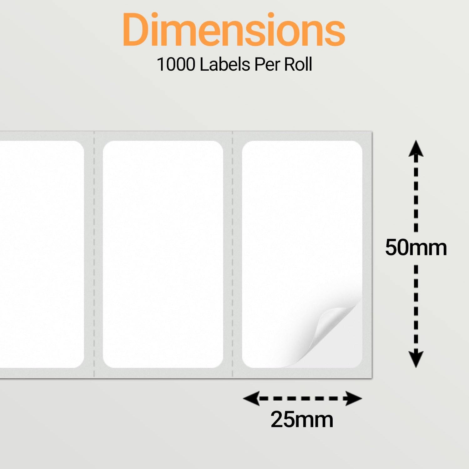 eCompostable Direct Thermal Printer Labels - 50mm x 25mm, 1000 Roll, Self-Adhesive Perforated 2