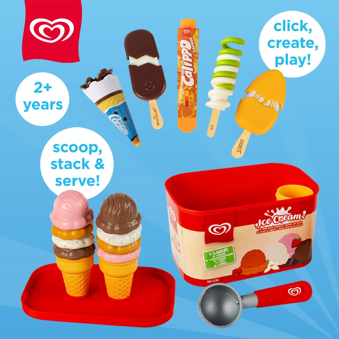 Casdon Walls Ice Cream Set - Includes Tub, Scoop & 5 Play Ice Creams | Ages 2+ 2