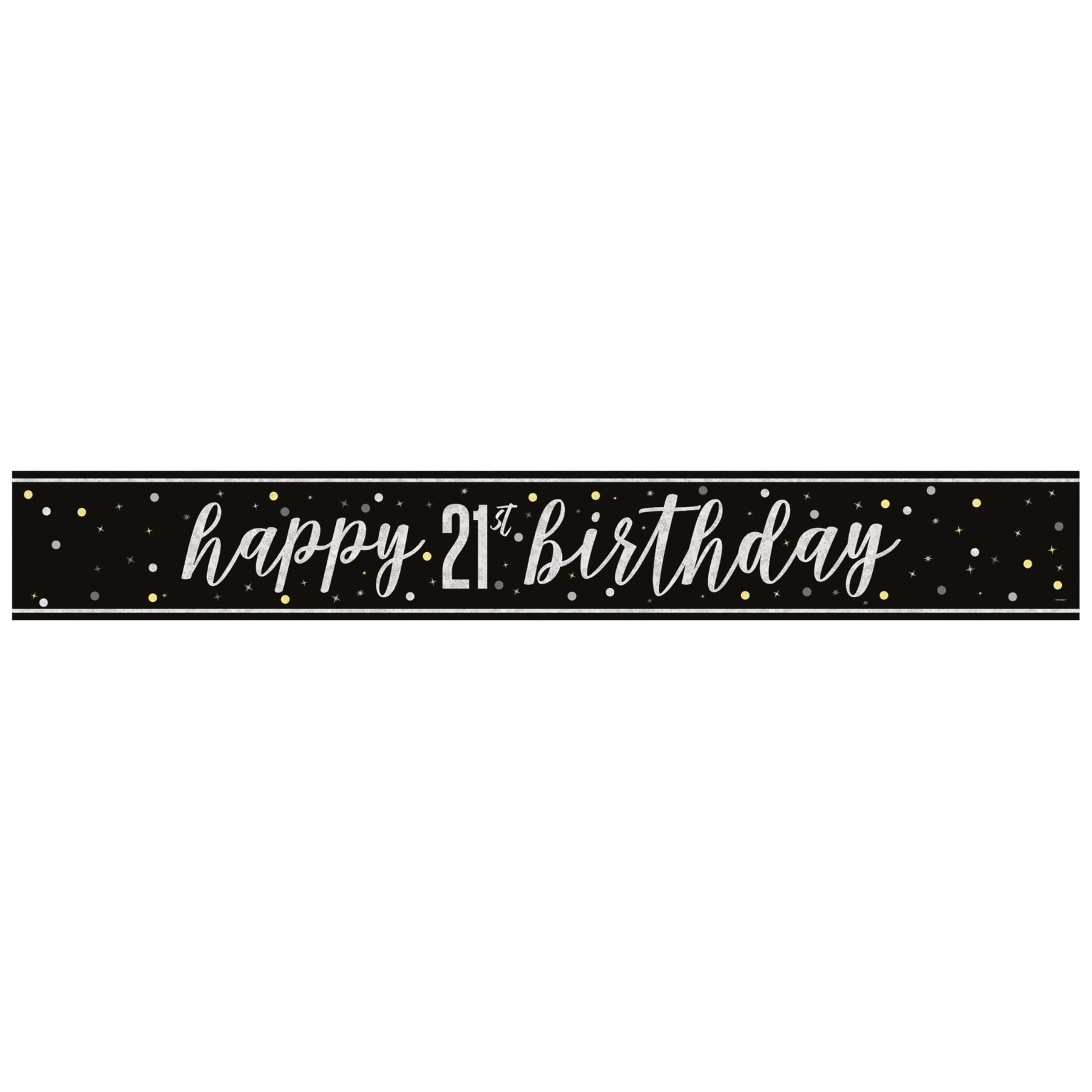 Unique Glitz Black Foil Happy 21st Birthday Banner - 2.74m Length