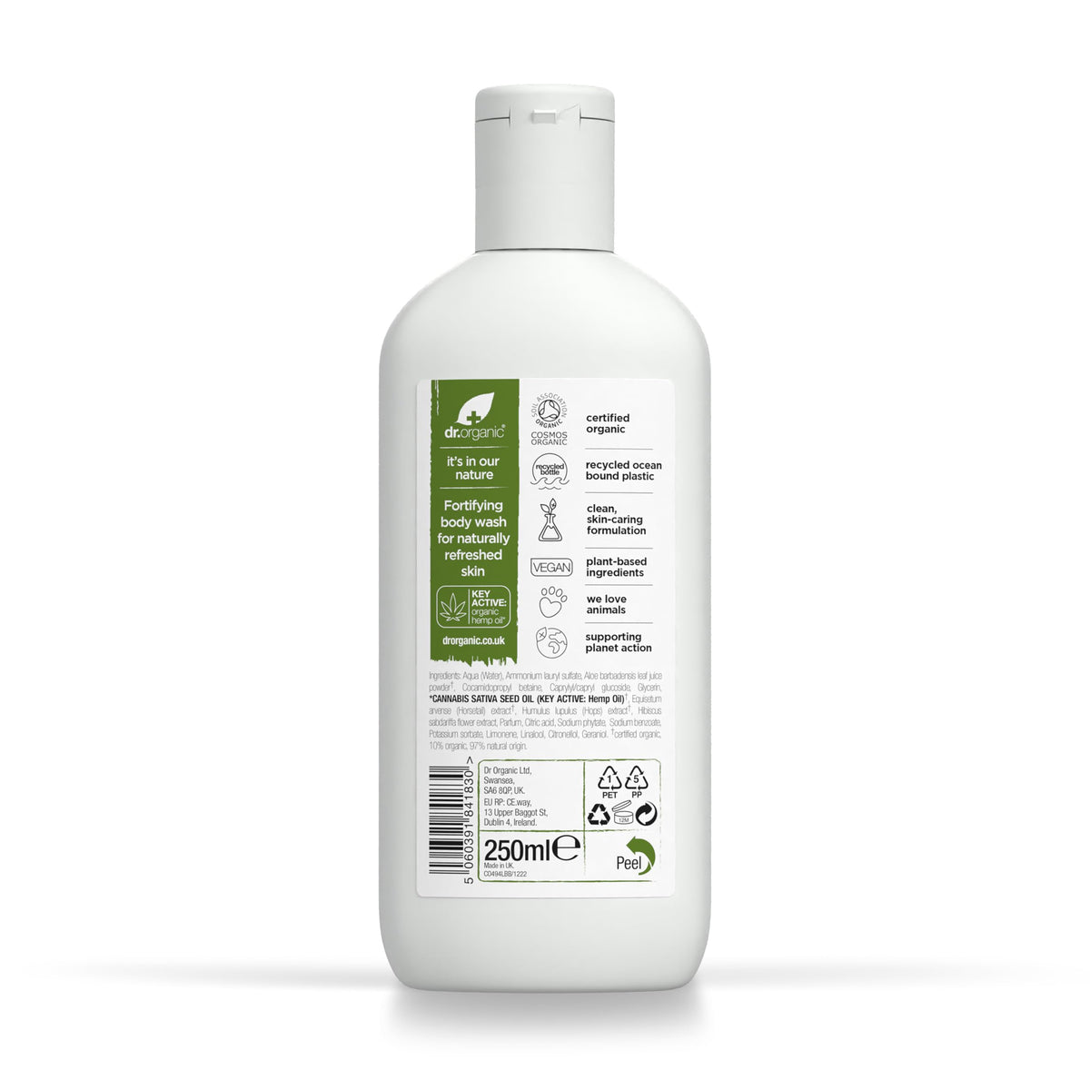 Dr. Organic Hemp Oil Body Wash Shower Gel - 250 ml, Hemp Scent, Men