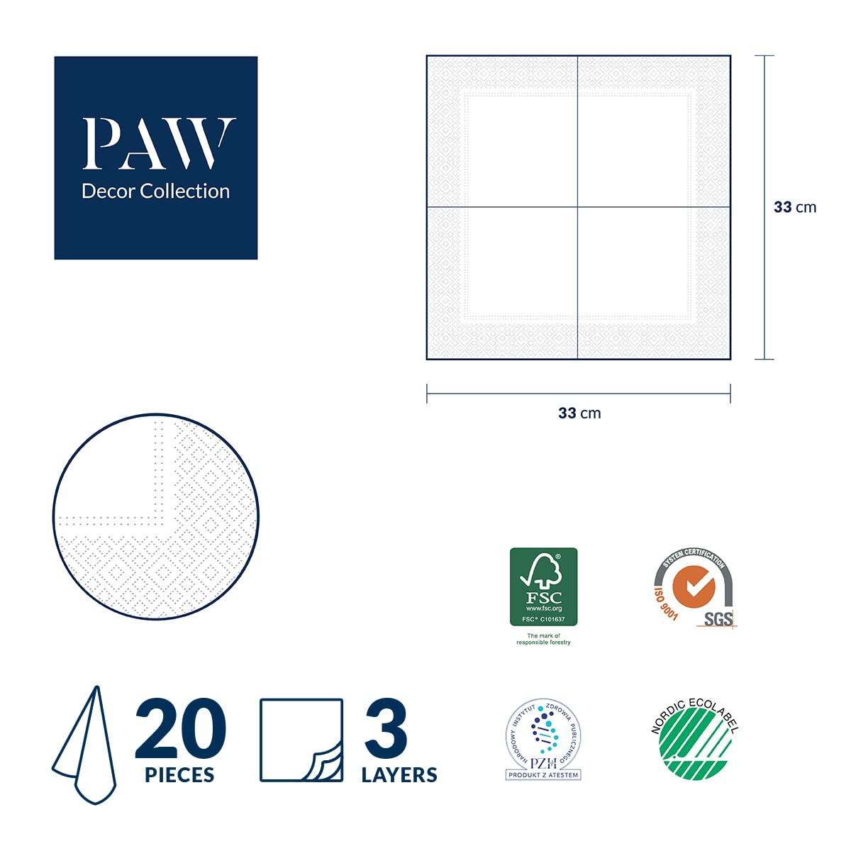 PAW Decor Collection 3-Ply Napkins - Wild Flowers Design | 33 x 33 cm | 20 Pieces 6