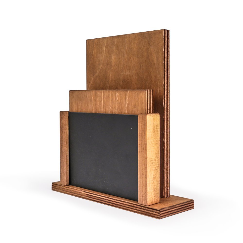 Chalkboards UK Wood Menu Holder & Chalkboard | Dark Oak Stained | Holds A6 POS Display