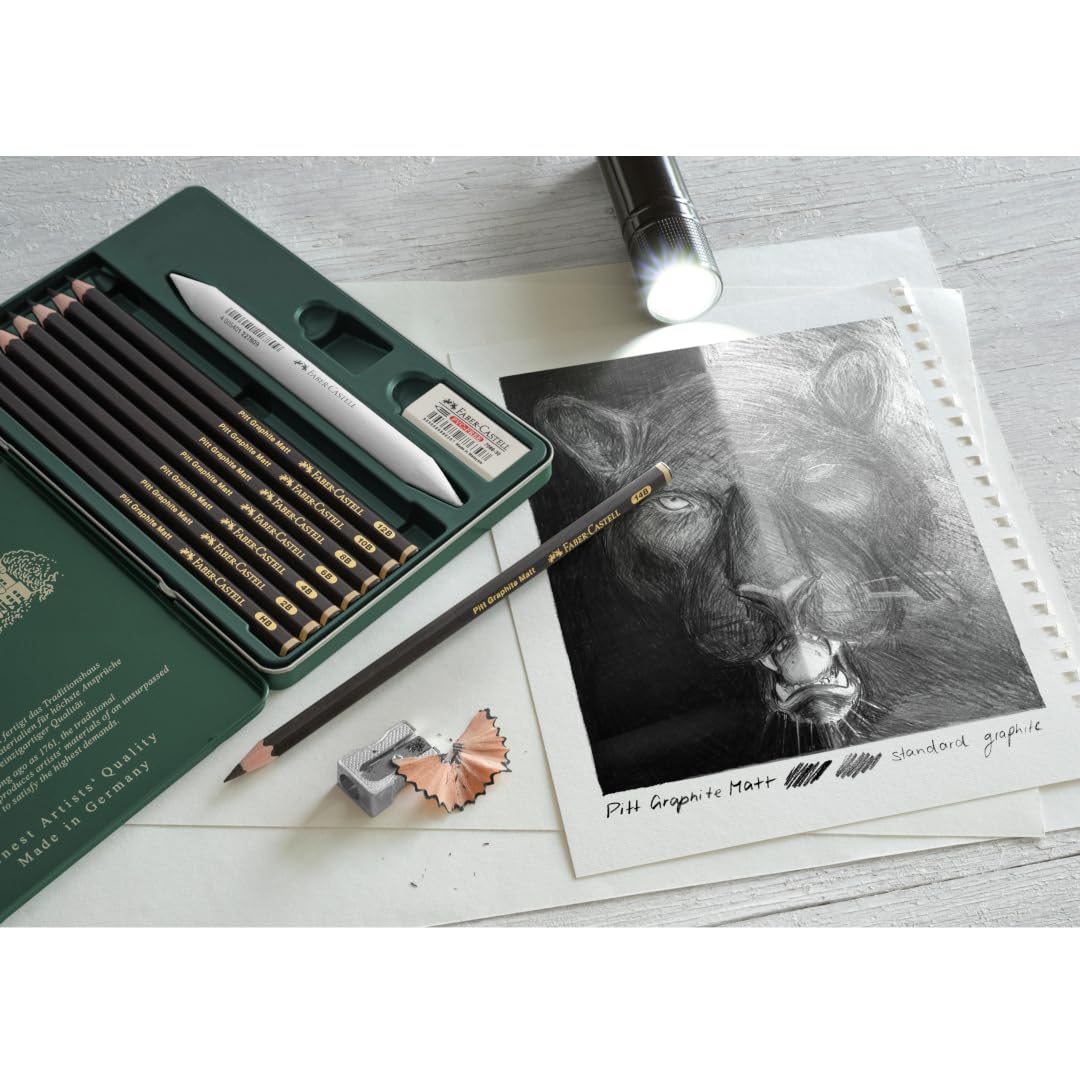 Faber-Castell Art & Graphic Pitt Graphite Matt Pencil Set - Ultra-Matt Laydown | 8 Degrees HB-14B 2