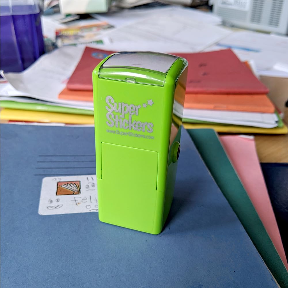 SuperStickers Star Pre Inked Stamper - Green, 28mm Impression Size, 10,000+ Impressions