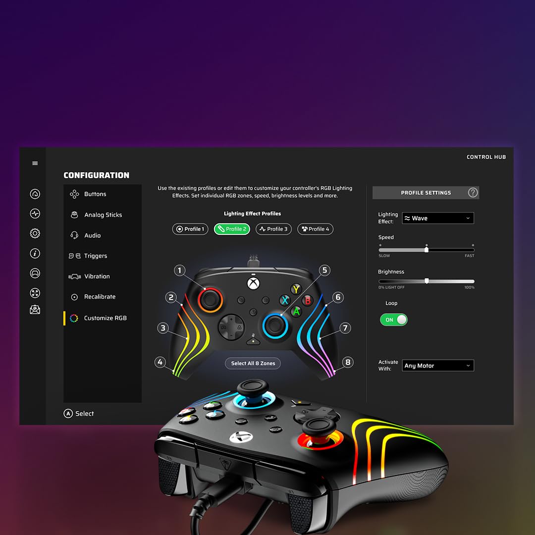 Turtle Beach Afterglow Wave Black Wired RGB Gaming Controller for Xbox & PC 6