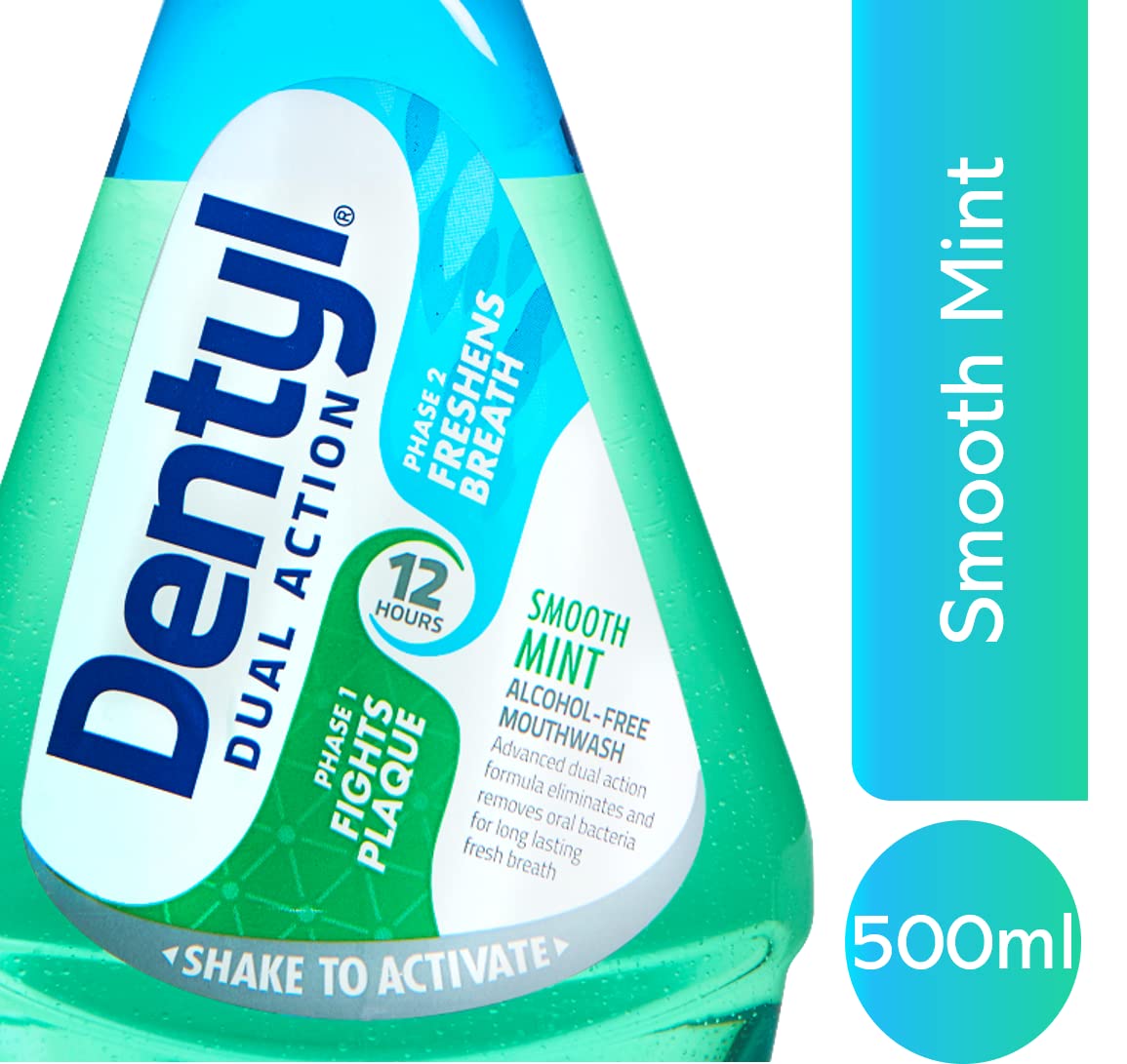 Dentyl Dual Action Smooth Mint CPC Mundwasser, 500 ml – alkoholfrei mit Fluorid