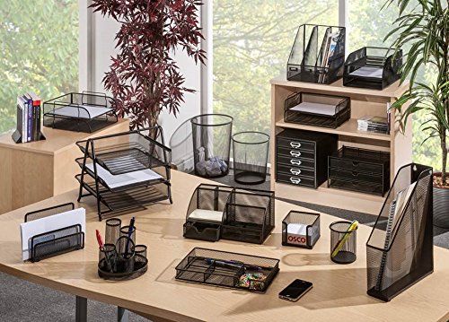 Osco Black Wiremesh Magazine Rack - Durable Steel Mesh Storage | Stackable | H320 x W75 x D250 mm 2