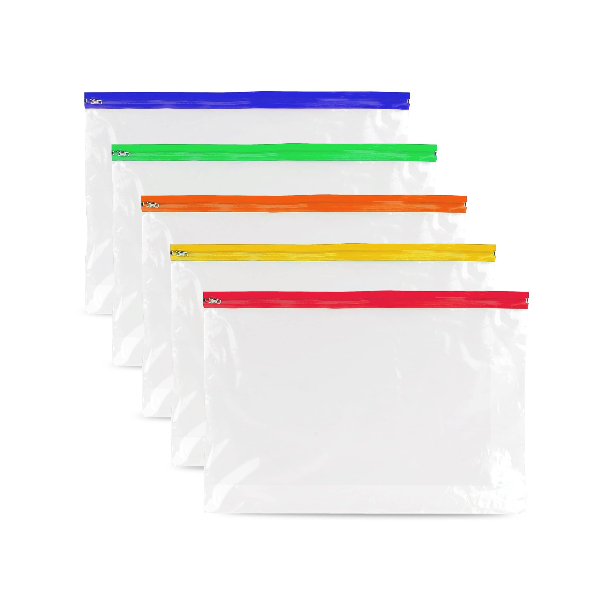G4GADGET A4 Plus Zipper Pouch Document Bags - Pack of 5 | 370mm x 260mm | Assorted Colors 1